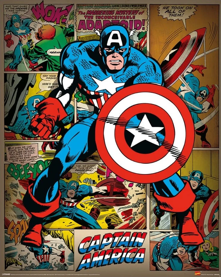 MARVEL – Poster Marvel Comics Captain America Retro (40 x 50)