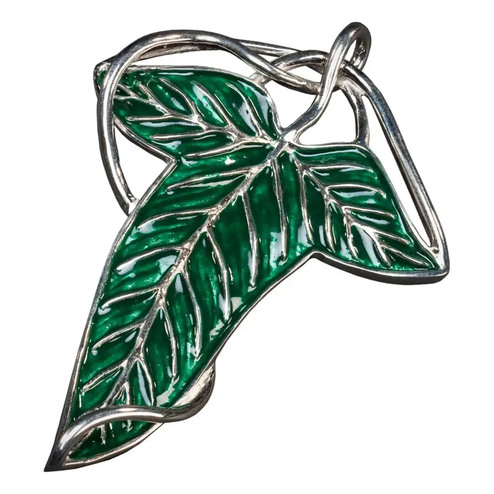 LE SEIGNEUR DES ANNEAUX - Réplique 1/1 Broche & Collier Argent Feuille de la Lórien