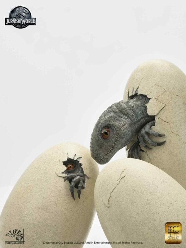 JURASSIC WORLD – Set 3 Statuettes  1/2 Œufs Indominus Rex 13 cm – Image 18