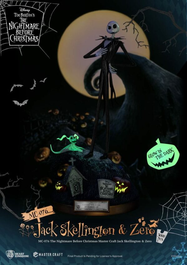 L’ÉTRANGE NOËL DE MONSIEUR JACK –  Statuette Master Craft Jack Skellington & Zero 39 cm – Image 5