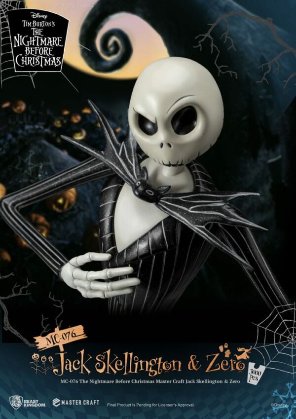 L’ÉTRANGE NOËL DE MONSIEUR JACK –  Statuette Master Craft Jack Skellington & Zero 39 cm – Image 6