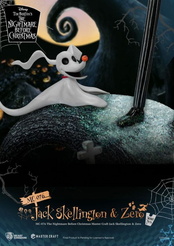 L’ÉTRANGE NOËL DE MONSIEUR JACK –  Statuette Master Craft Jack Skellington & Zero 39 cm – Image 7