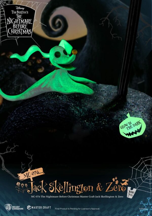 L’ÉTRANGE NOËL DE MONSIEUR JACK –  Statuette Master Craft Jack Skellington & Zero 39 cm – Image 9