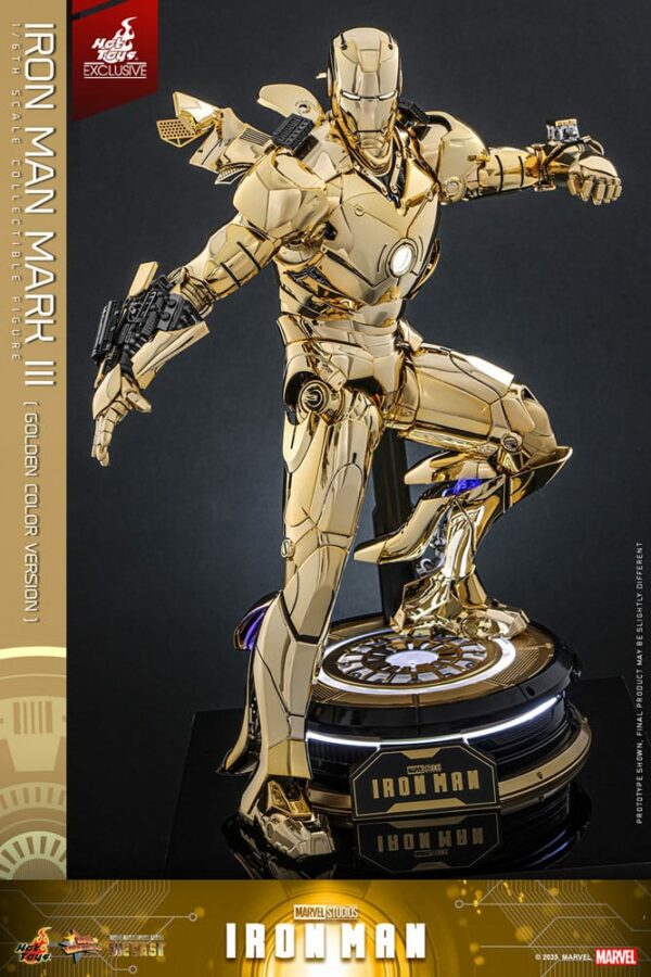 MARVEL – Figurine 1/6 Movie Masterpiece Diecast Iron Man Mark III (Gold Color Version) 33 cm – Image 3