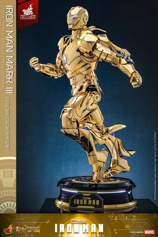 MARVEL – Figurine 1/6 Movie Masterpiece Diecast Iron Man Mark III (Gold Color Version) 33 cm – Image 4