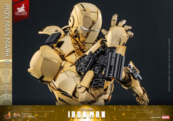 MARVEL – Figurine 1/6 Movie Masterpiece Diecast Iron Man Mark III (Gold Color Version) 33 cm – Image 5