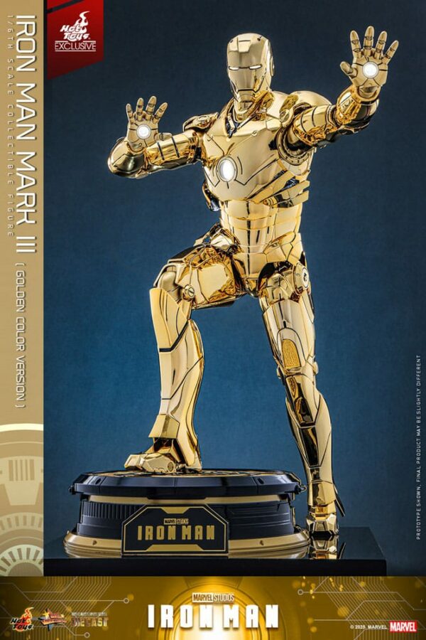 MARVEL – Figurine 1/6 Movie Masterpiece Diecast Iron Man Mark III (Gold Color Version) 33 cm – Image 6