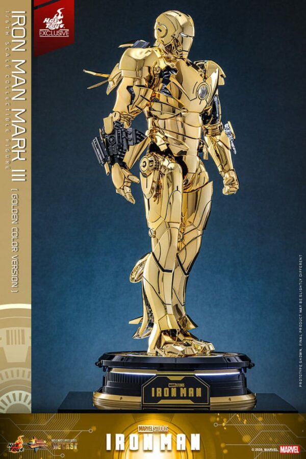 MARVEL – Figurine 1/6 Movie Masterpiece Diecast Iron Man Mark III (Gold Color Version) 33 cm – Image 7