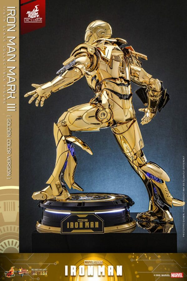 MARVEL – Figurine 1/6 Movie Masterpiece Diecast Iron Man Mark III (Gold Color Version) 33 cm – Image 9