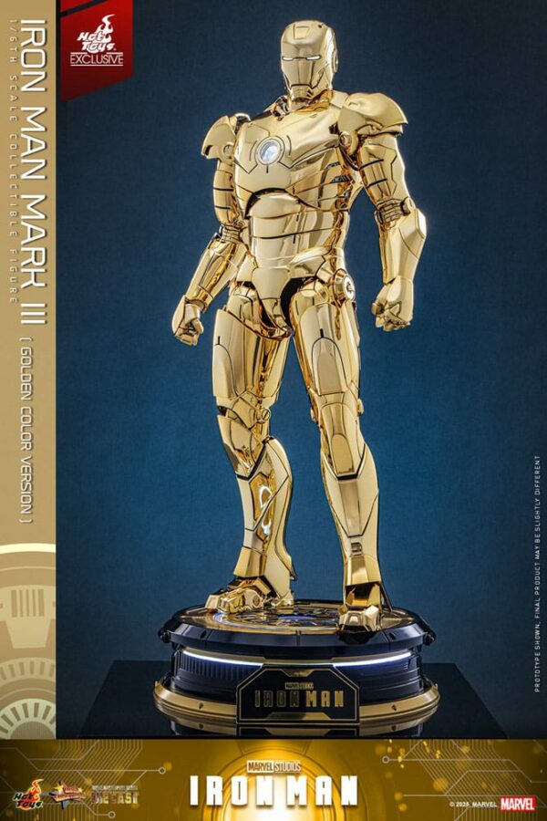 MARVEL – Figurine 1/6 Movie Masterpiece Diecast Iron Man Mark III (Gold Color Version) 33 cm – Image 10
