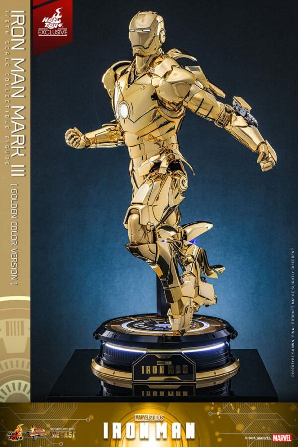 MARVEL – Figurine 1/6 Movie Masterpiece Diecast Iron Man Mark III (Gold Color Version) 33 cm – Image 12