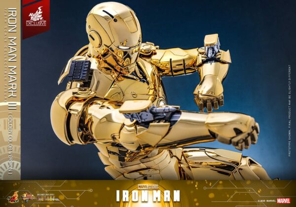 MARVEL – Figurine 1/6 Movie Masterpiece Diecast Iron Man Mark III (Gold Color Version) 33 cm – Image 13