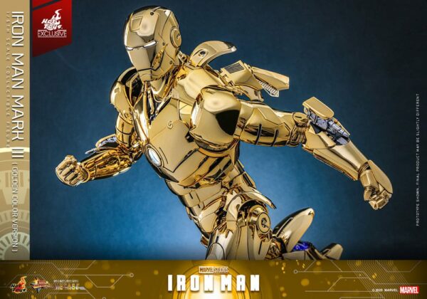MARVEL – Figurine 1/6 Movie Masterpiece Diecast Iron Man Mark III (Gold Color Version) 33 cm – Image 14