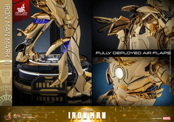 MARVEL – Figurine 1/6 Movie Masterpiece Diecast Iron Man Mark III (Gold Color Version) 33 cm – Image 16