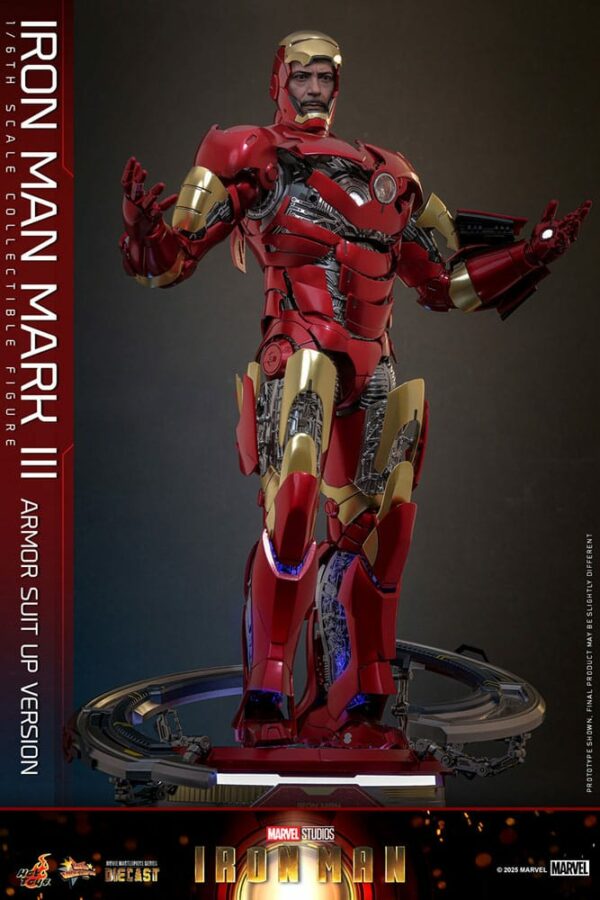 MARVEL – Figurine 1/6 Movie Masterpiece Diecast Iron Man Mark III (Armor Suit Up Version) 32 cm – Image 4