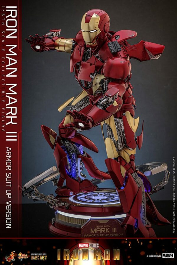 MARVEL – Figurine 1/6 Movie Masterpiece Diecast Iron Man Mark III (Armor Suit Up Version) 32 cm – Image 9