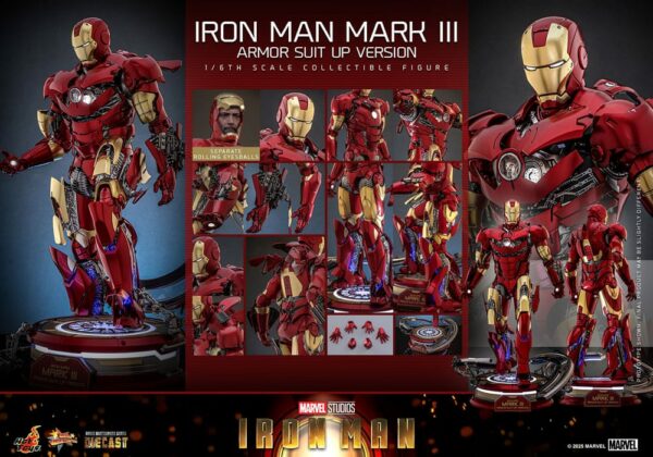 MARVEL – Figurine 1/6 Movie Masterpiece Diecast Iron Man Mark III (Armor Suit Up Version) 32 cm – Image 18