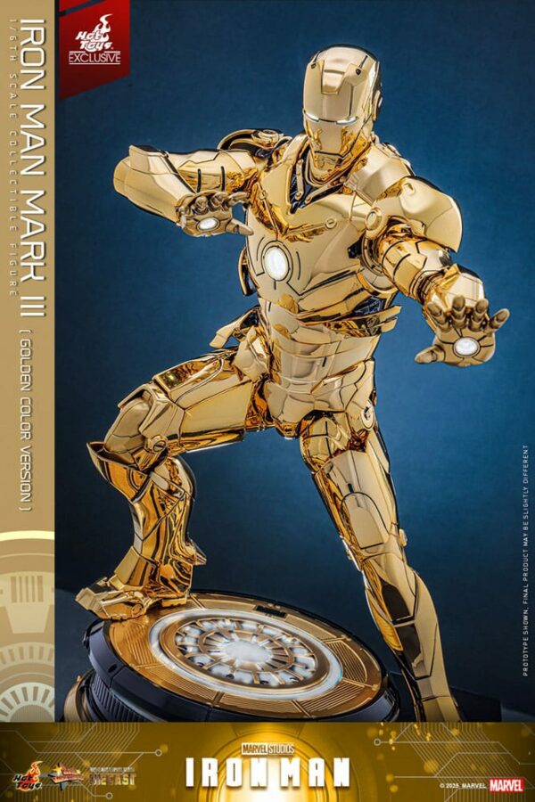 MARVEL – Figurine 1/6 Movie Masterpiece Diecast Iron Man Mark III (Gold Version) 33 cm – Image 11